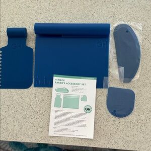 Four Piece Blue Baker's Accessory Set